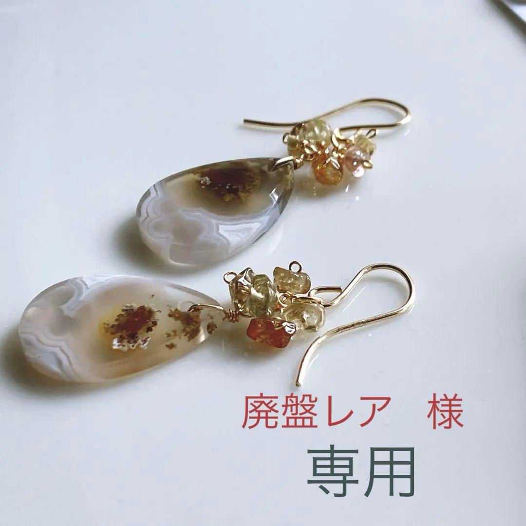 廃盤レア◆一点物✧希少✧テルナテ島アイアゲートモスアゲートピアス