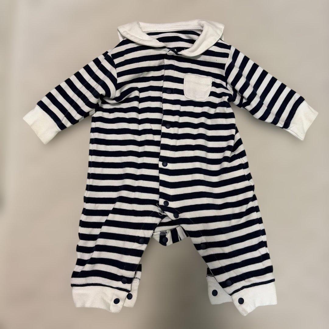 セーラー襟ストライプロンパース 70 - メルカリ