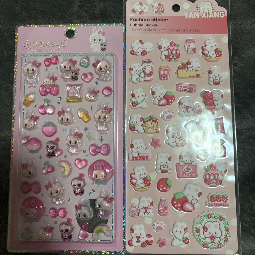 キラぷくシール らぶぶ風 ぷくぷくシール うさぎ - メルカリ