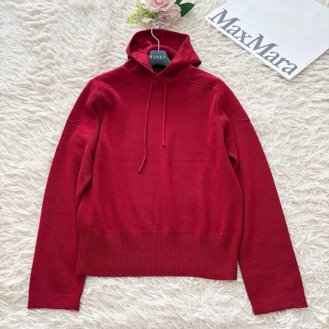 美品✨ウィークエンドマックスマーラ　フーディー　ウール100% ニット　赤　M