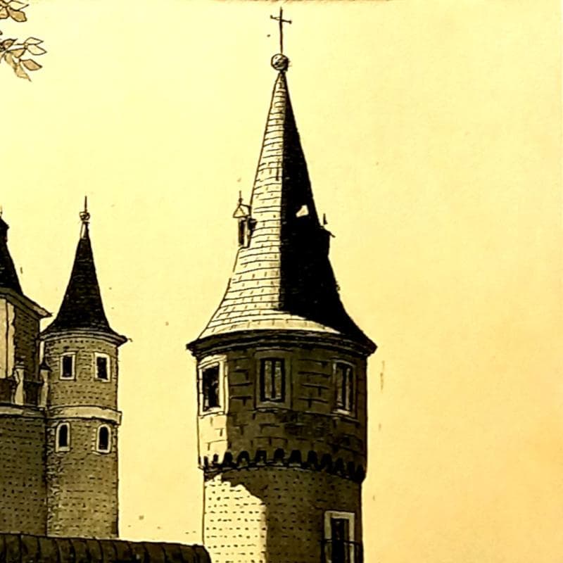 ☆菅間慧一☆「 白雪姫の城（スペイン） 」銅版画 四ツサイズ 未使用額