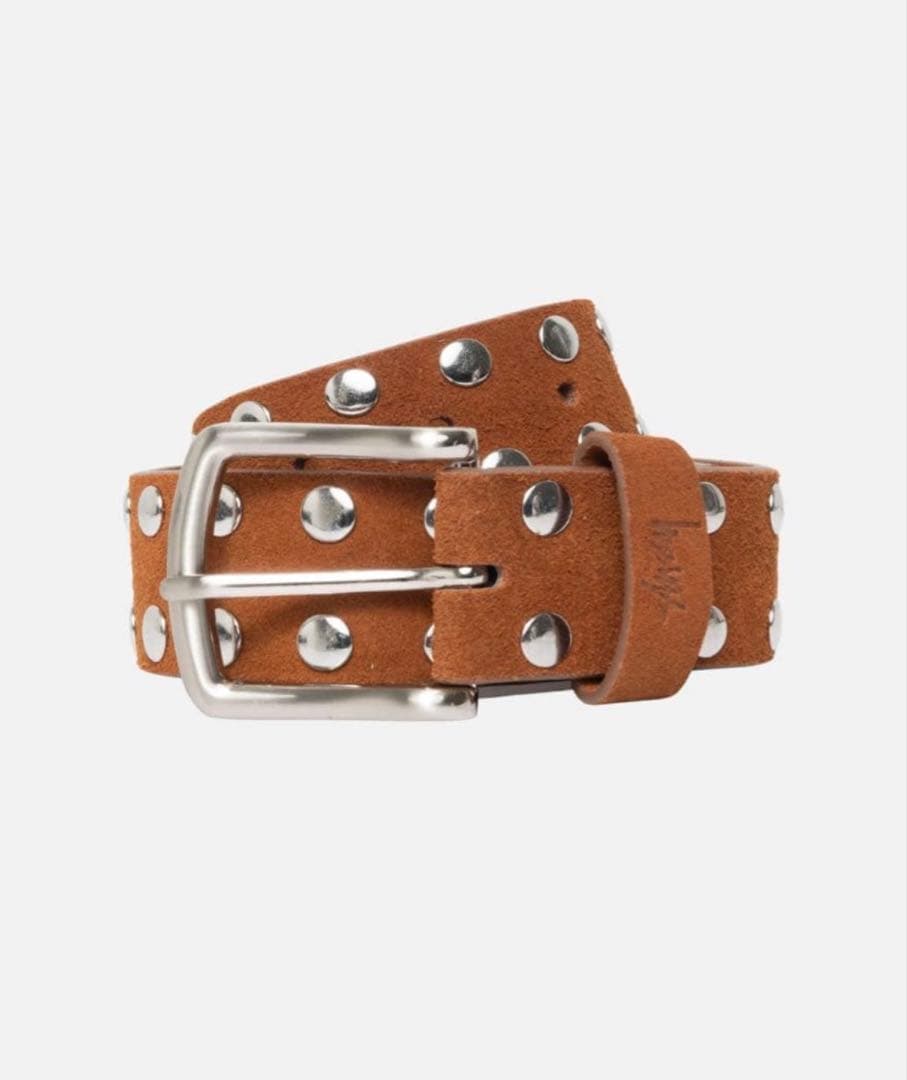 STUSSY スタッズ装飾ブラウンベルト S/M 中古・古着通販】stussy (ステューシー) 8 ボールスタッズベルト