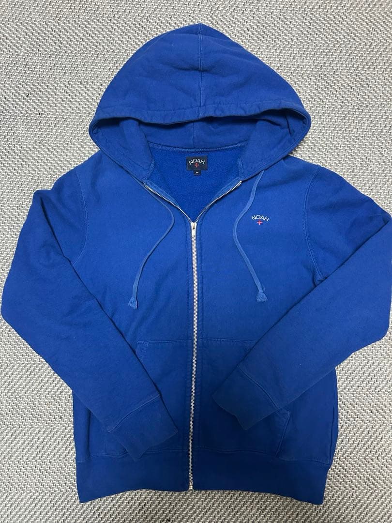 NOAH ブルー　フルジップパーカーM 短丈