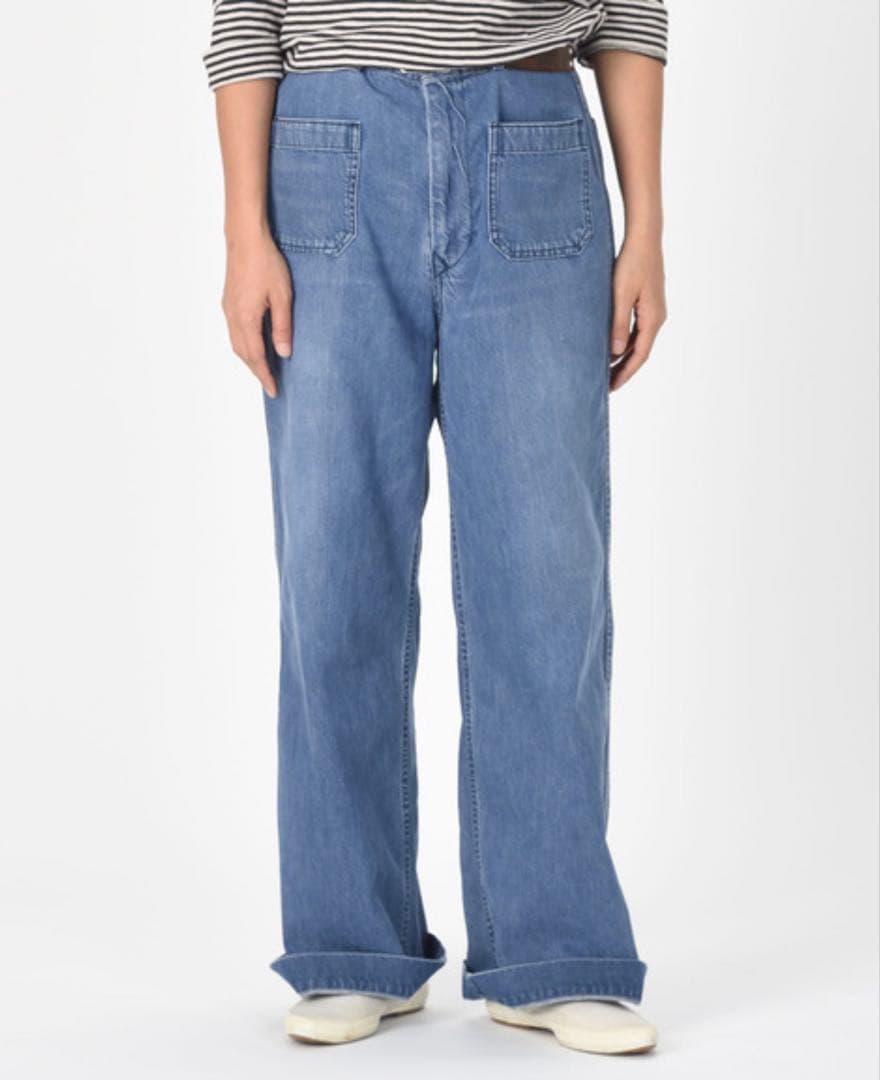 45R 麦デニムの4ポケットパンツ(加工) デニム　パンツ