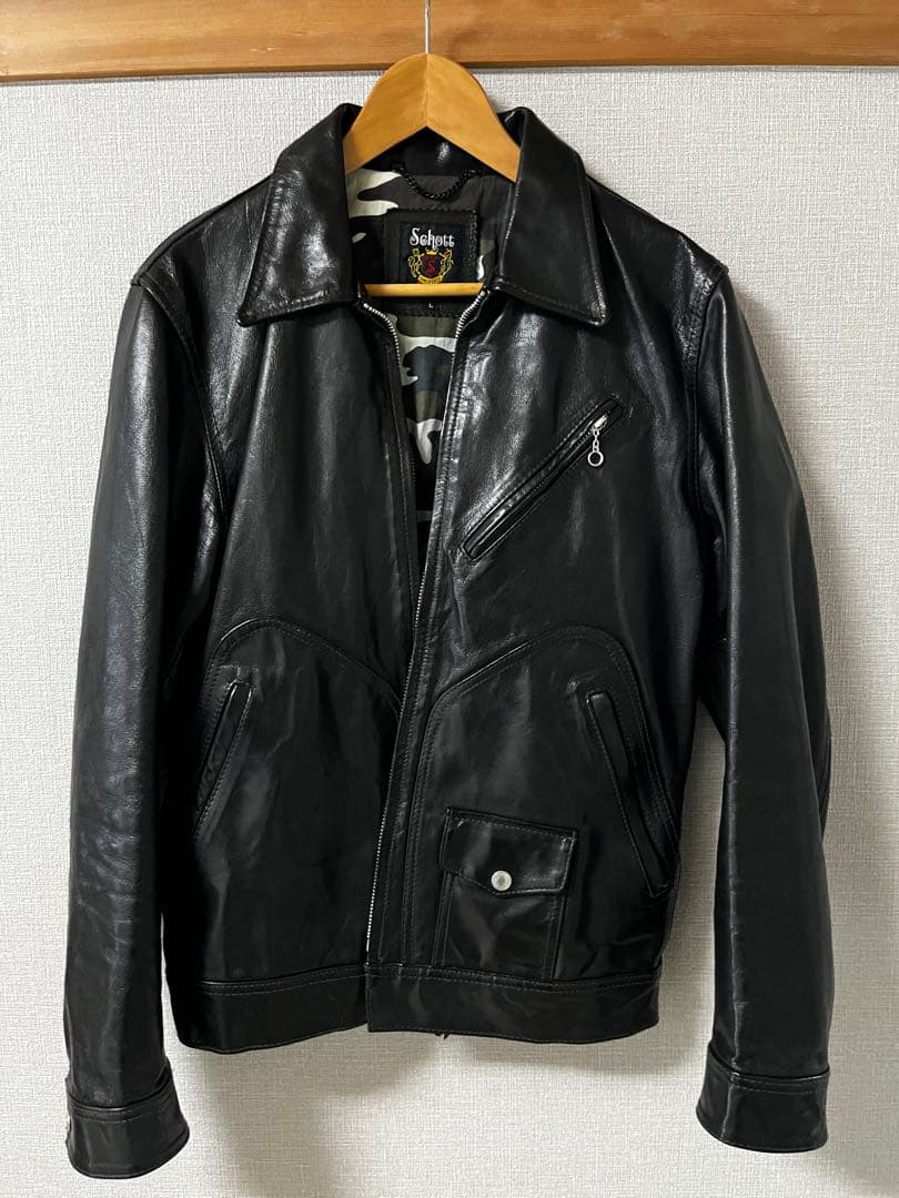 Schott レザージャケット 裏地　迷彩柄