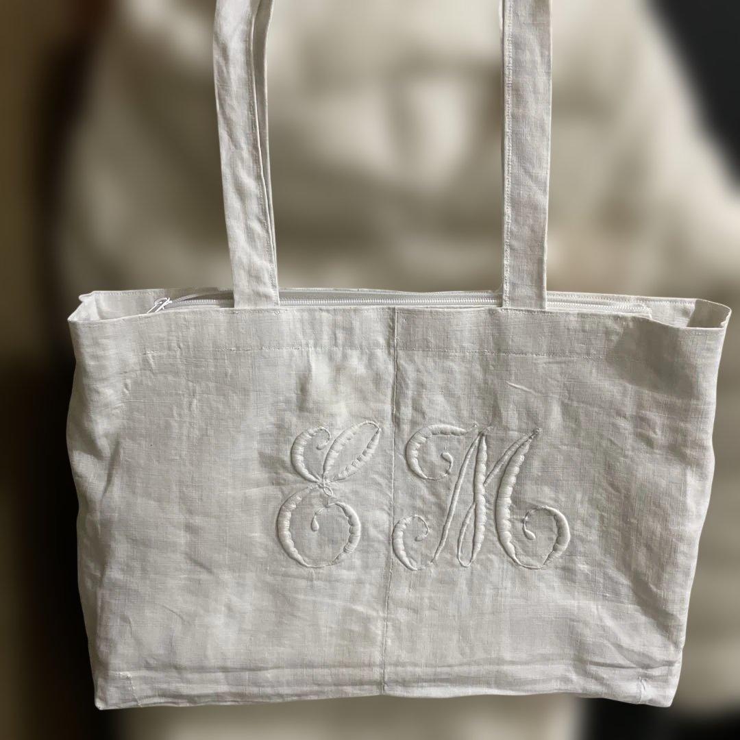 フラアンアンティークリメイク　横型のトートバッグ アンティーク大島紬のトートバッグ リバーシブル 青割り込み絣 ギフト