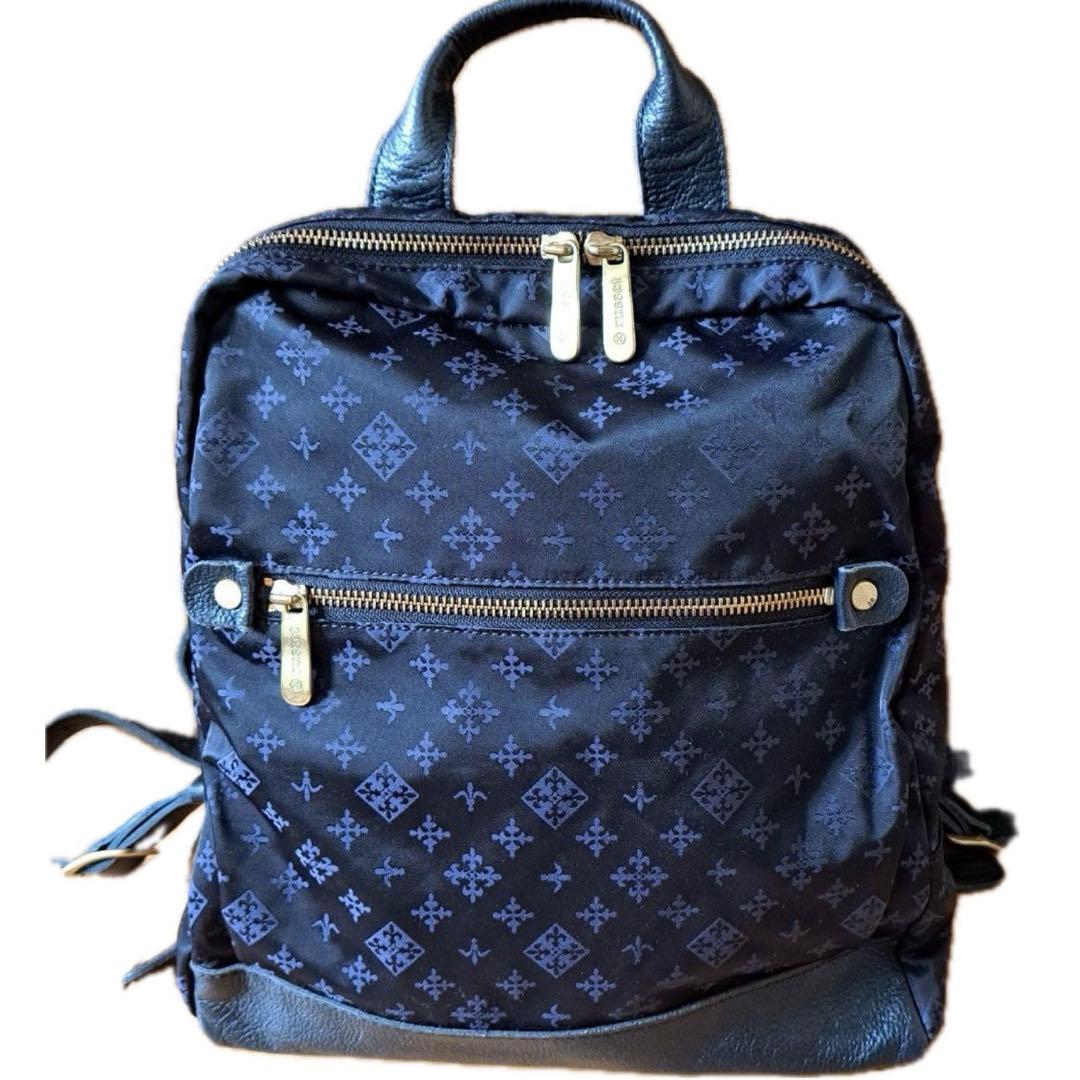 美品 russet ラシット リュック 総柄 ナイロン ネイビー リュックサック