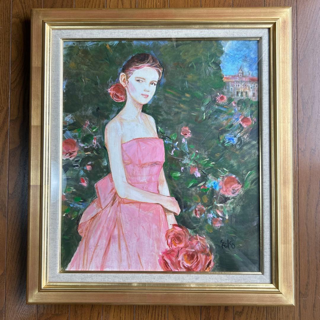 絵画　油彩画　女性　中島裕子　「森・フォーリスト」 中島裕子 『リボンの装い』 ｜骨董品買取 緑和堂