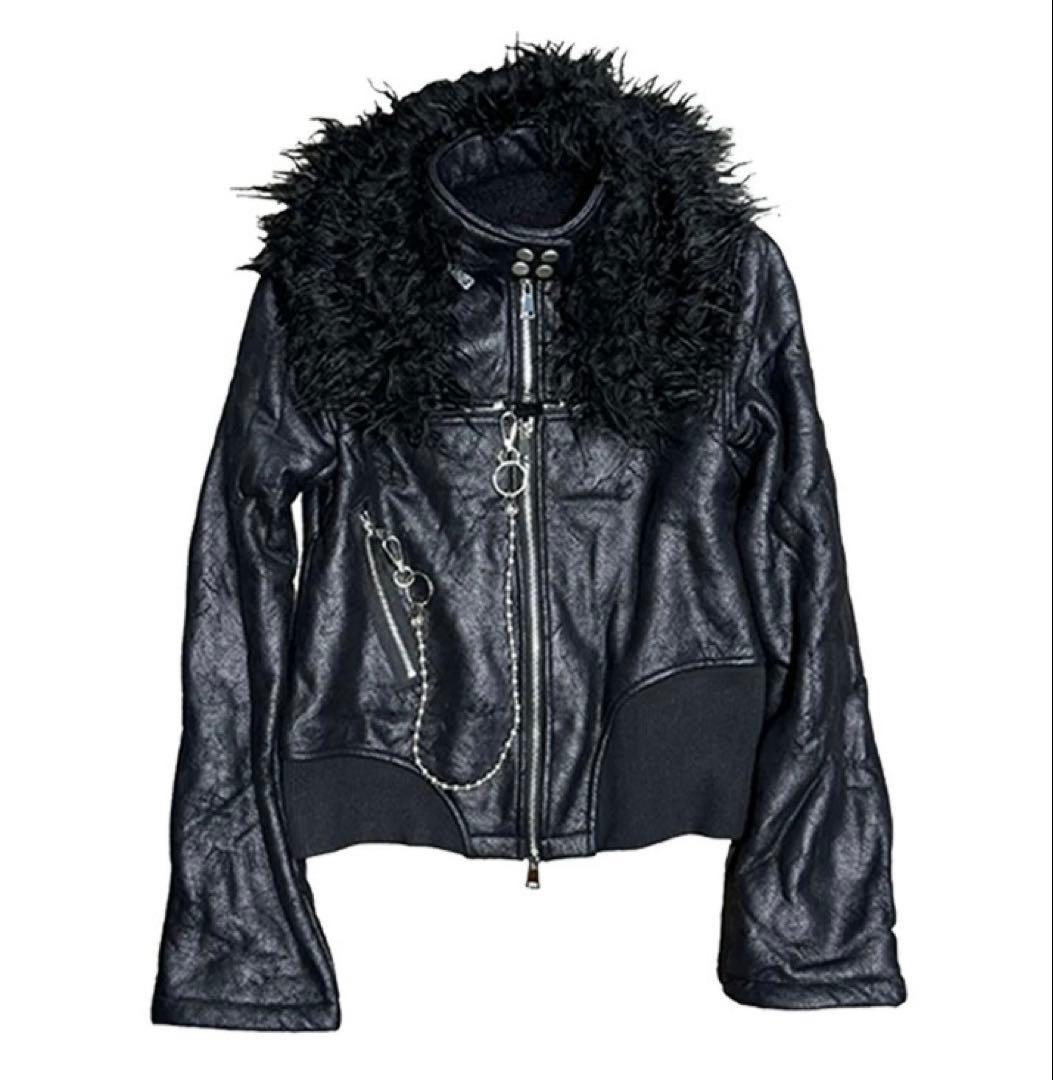 NUTO y2k opium クロス ファー襟 レザージャケット ゴシック系