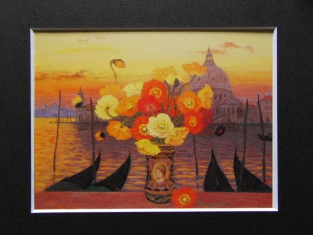 奥西賀男、【ポピー】、希少な大判額装用画集より、美品、日本人画家