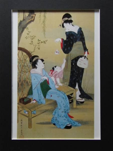 歌川豊春、夕涼み図、超希少・大判画集画、新品高級額装付 C000271-1965｜歌川 豊春｜新板浮絵 両国之図｜本間美術館所蔵作品