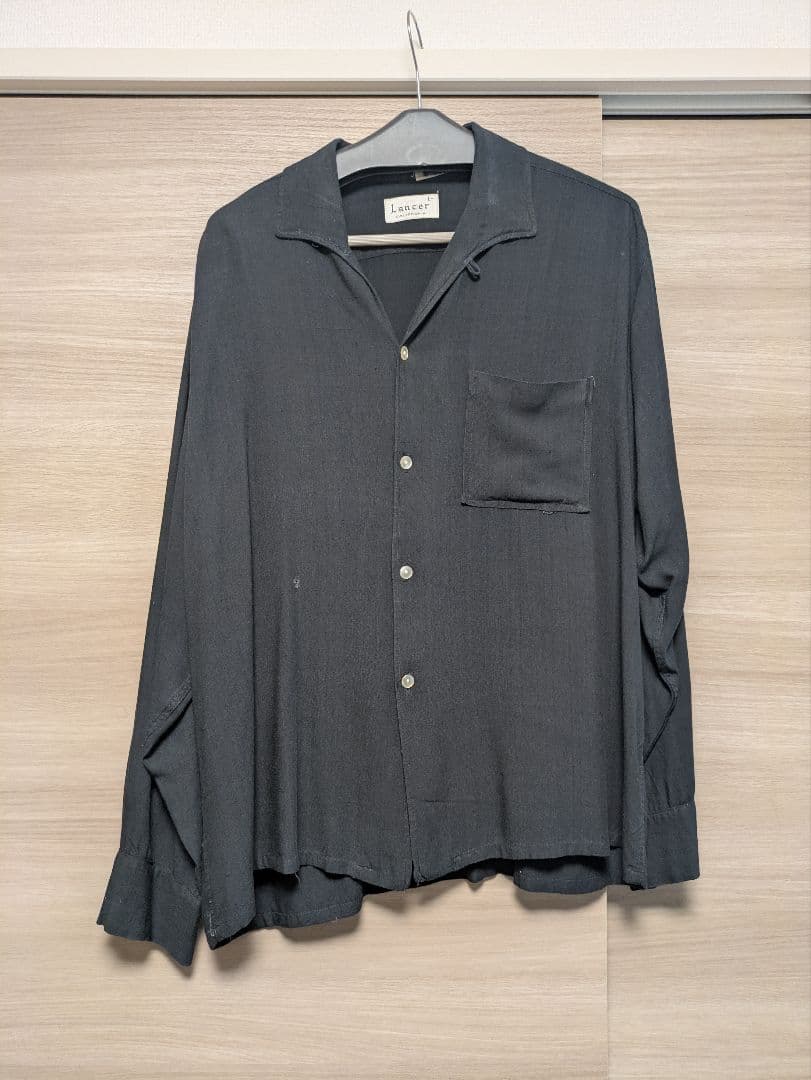 50s Lancer イタリアンカラー 黒 レーヨンシャツ ロカビリー