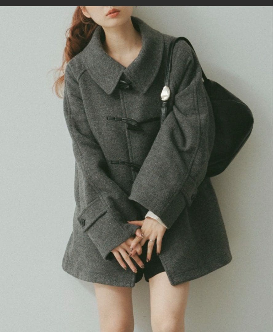 Kastane グレー ダッフルフレアコート フリーサイズ