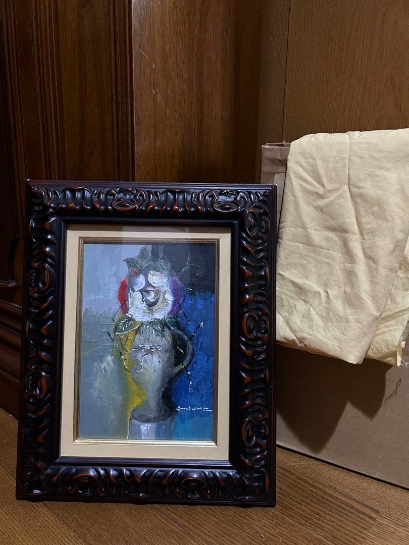 荒船利雄　作品　油絵　薔薇　花瓶　SM