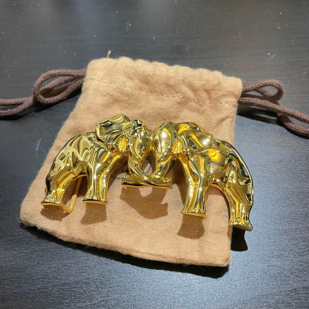 エルメス HERMES エレファント 象デザイン 金色バックル 希少