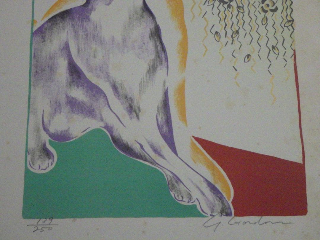 真作 ヨシコ・ゴードン 版画 リトグラフ 猫 250部限定 自筆サイン 額装 箱