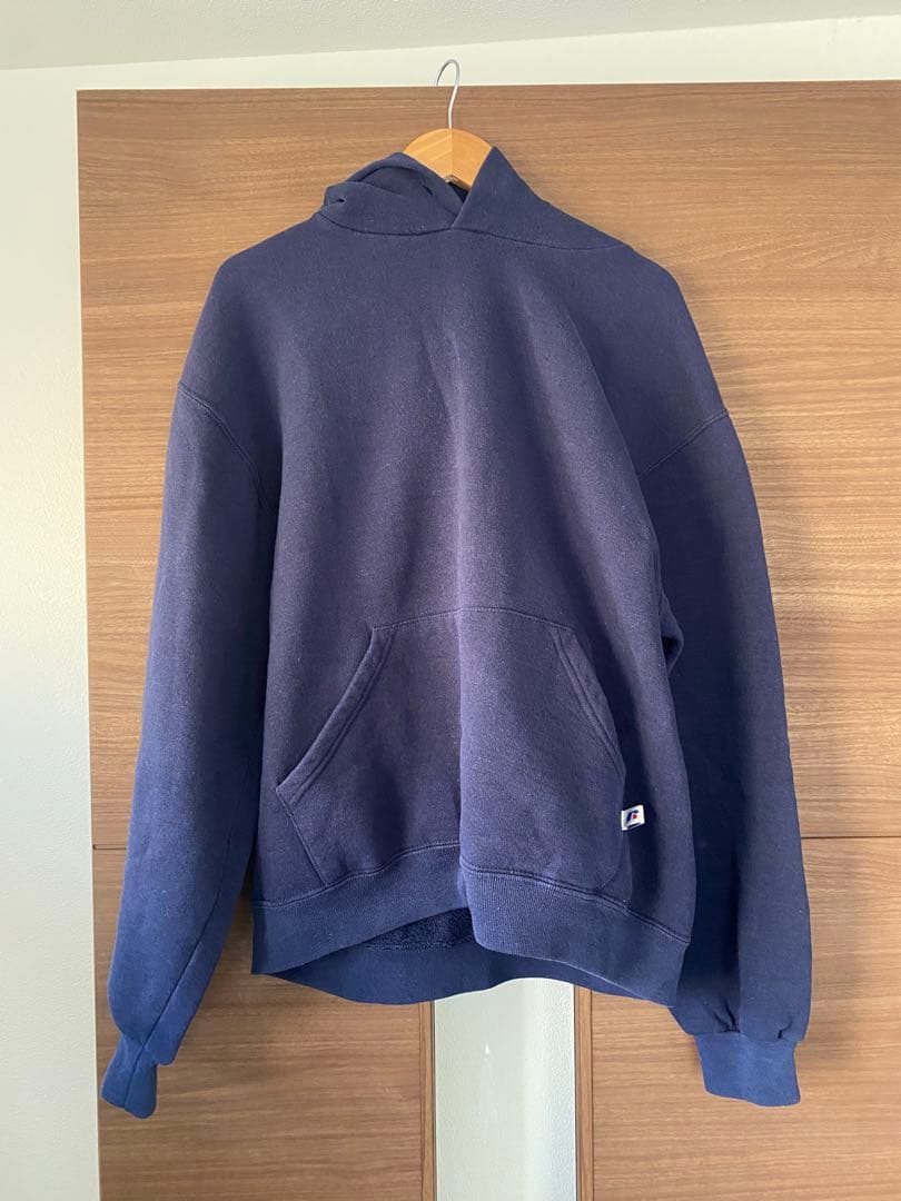 90s 00s RUSSELL ラッセル 無地 パーカー ネイビー メキシコ製