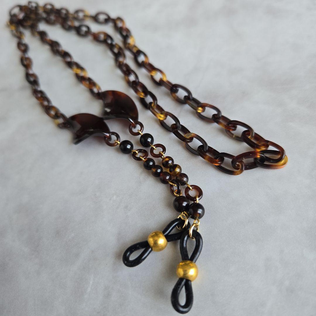 鼈甲メガネチェーン本鼈甲8べっ甲着物工芸品大人のメガネチェーン