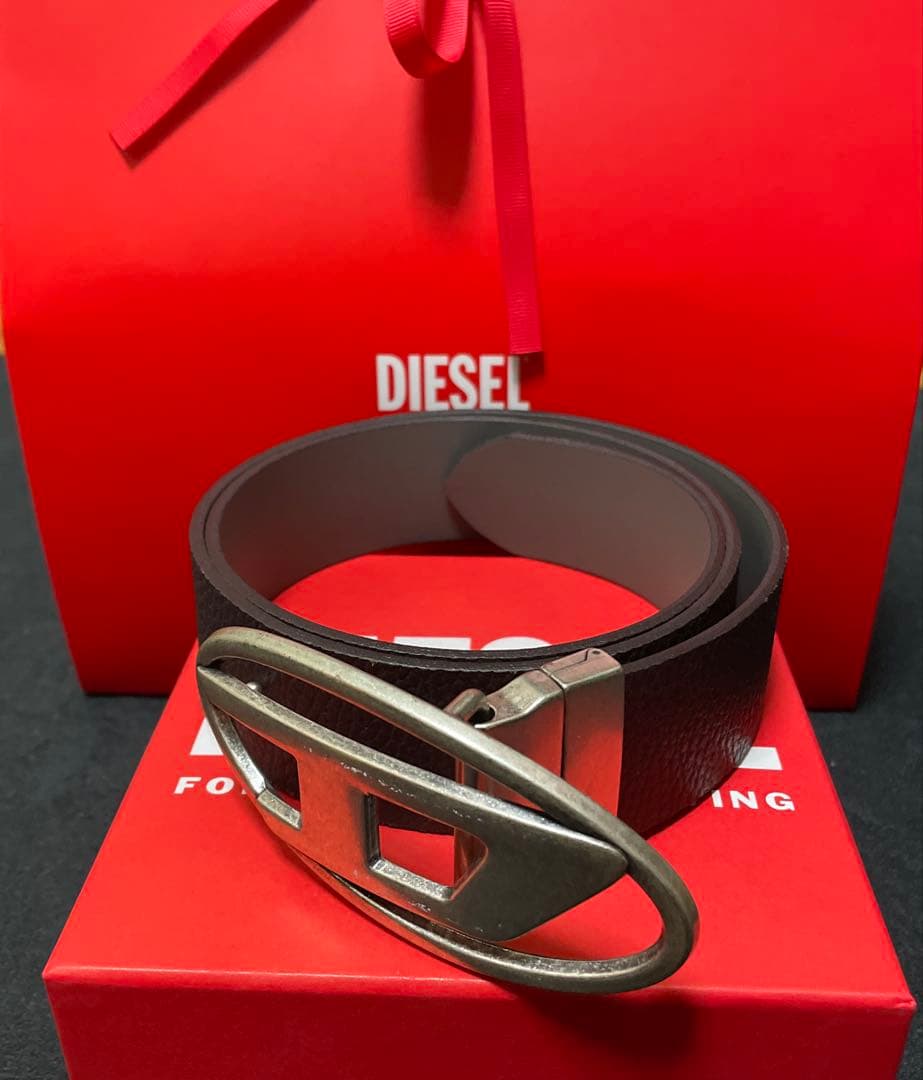 DIESEL ブラウンレザーベルト　正規品タグ有り　 最終値下げ‼️