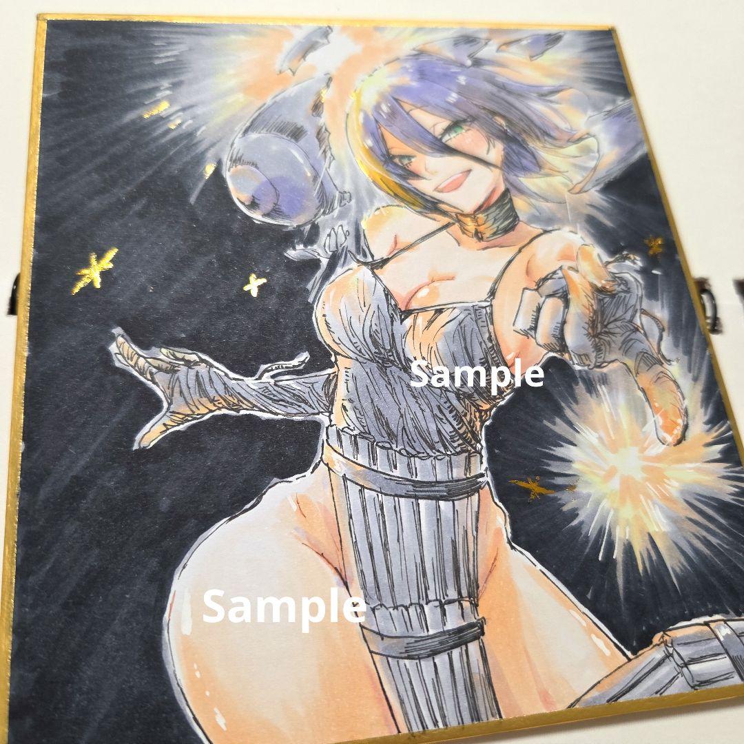 チェンソーマン レゼ 手描き イラスト 色紙 ファンアート ラ*プ様 レゼ