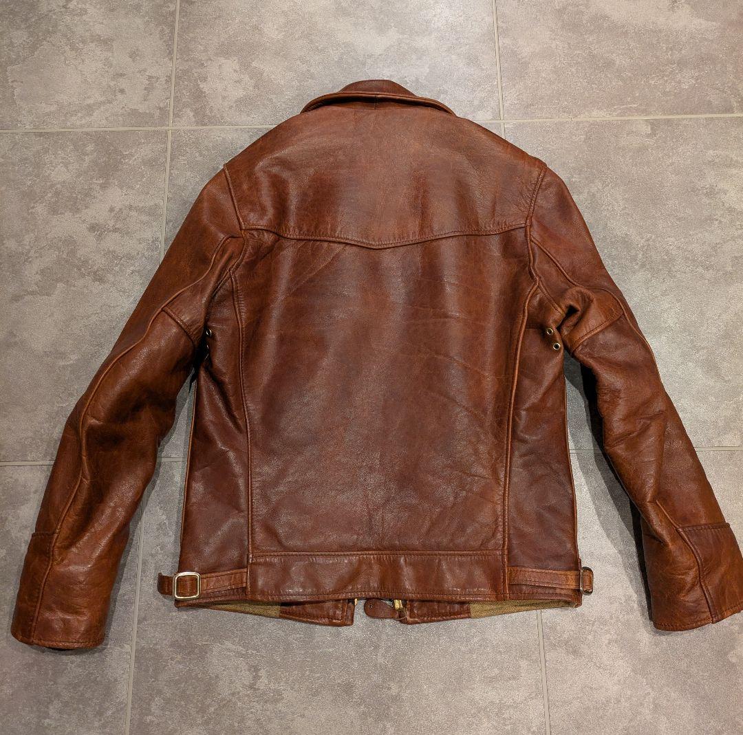 Schott レッドブラウンレザー ステアハイドトラッカージャケット