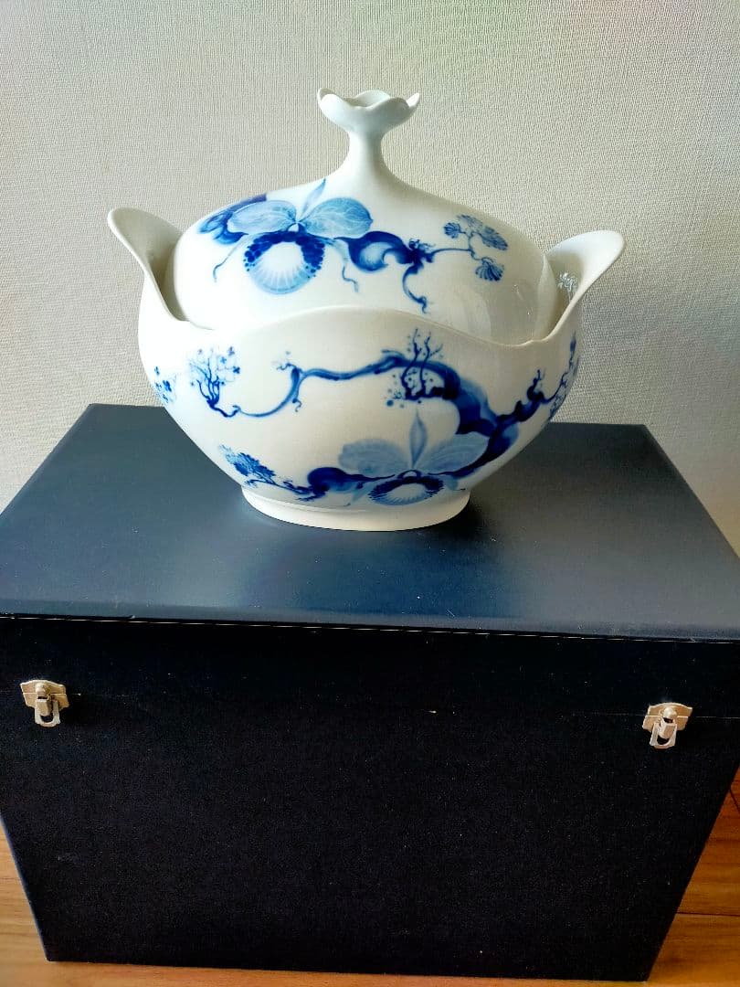 珍品☆美品【MEISSEN】ブルーオーキッド スープチューリン（大