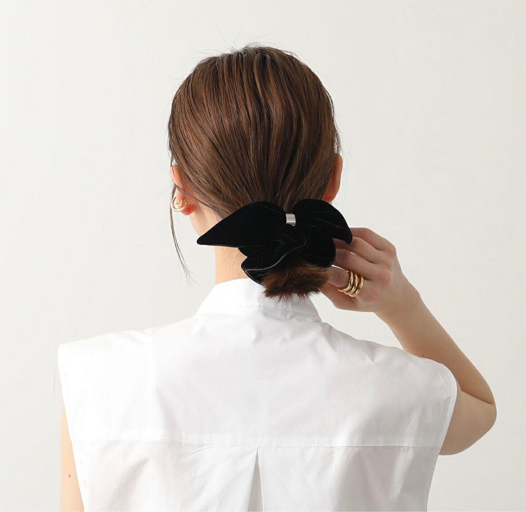 ♦︎アレクサンドルドゥパリ♦︎リボンベロア　シュシュ★ブラック★