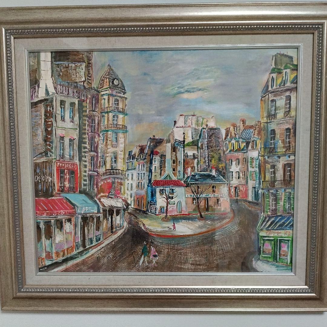 小澤勇寿郎　サン・タンドレ・デザール広場　美品の油絵