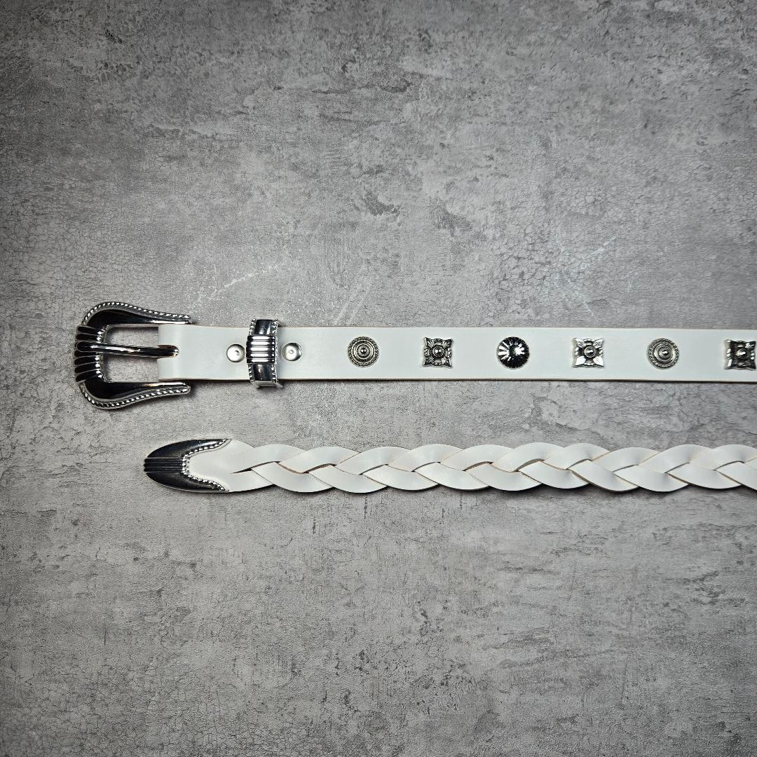 スタッズ　レザー　ベルト　ハンドメイド　bero3h-11