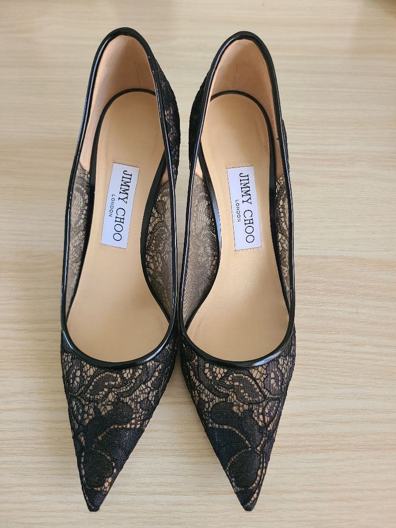 JIMMY CHOO　AGNES　ブラックレース　ハイヒール　24.5センチ美品