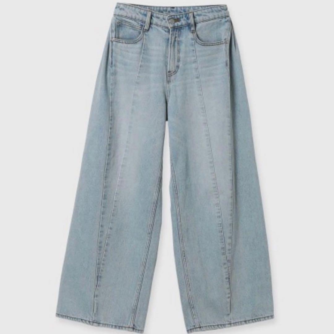 anuansサイドタックカジュアルワイドデニム