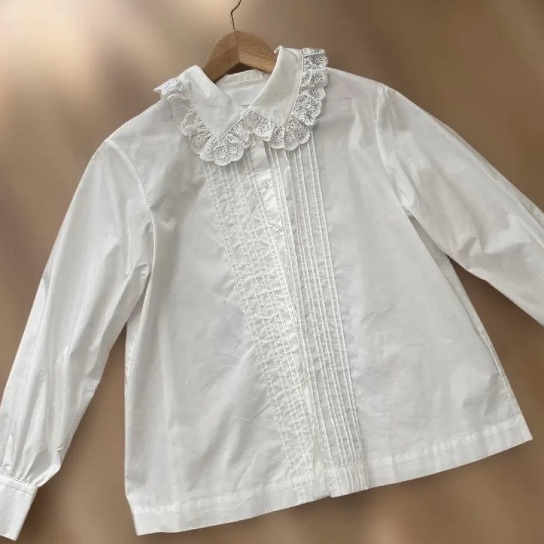 YUKI FUJISAWA レースブラウス　白　ロリータ服　ピンタックブラウス