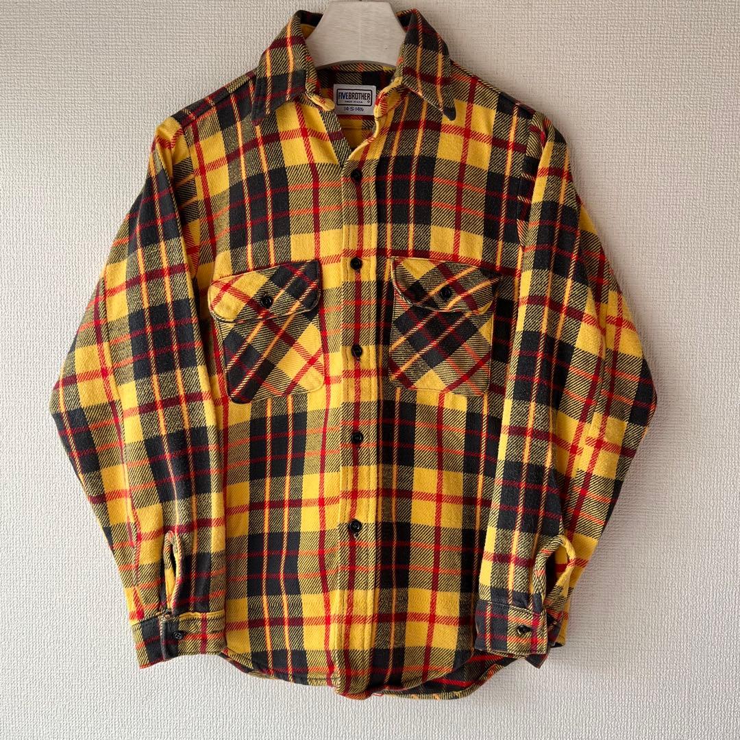 70s80s usa製 FIVE BROTHER ネルシャツ 裏ボーダー　良配色