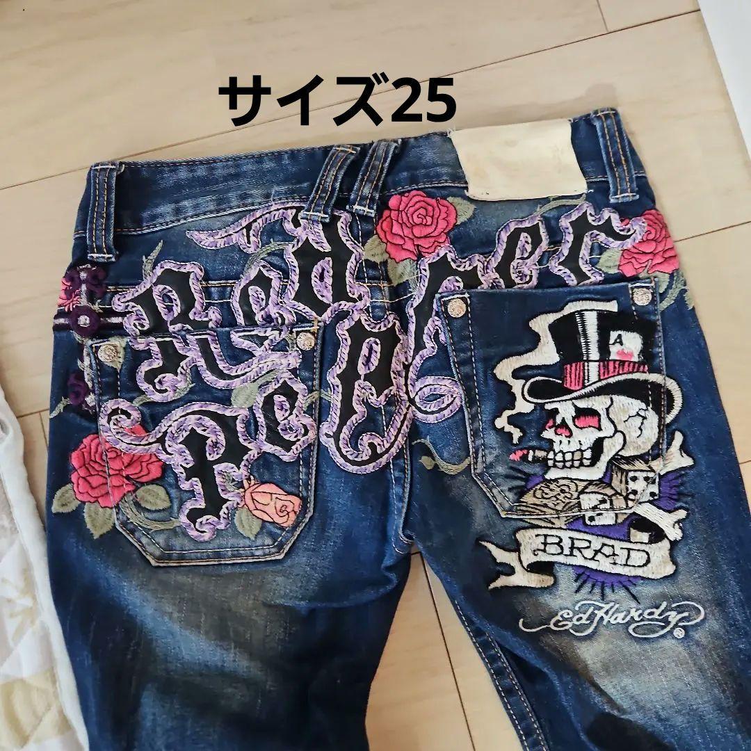 Ed Hardy 刺繍入りストレートデニム裾直し有り