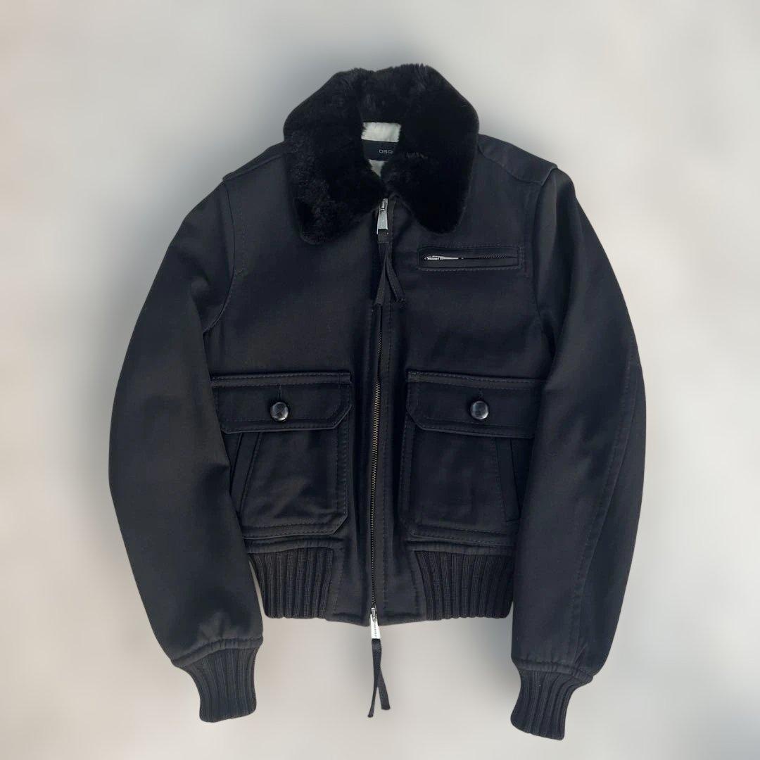 DSQUARED2 羊毛×シルク リアルファー　フライトジャケット 44