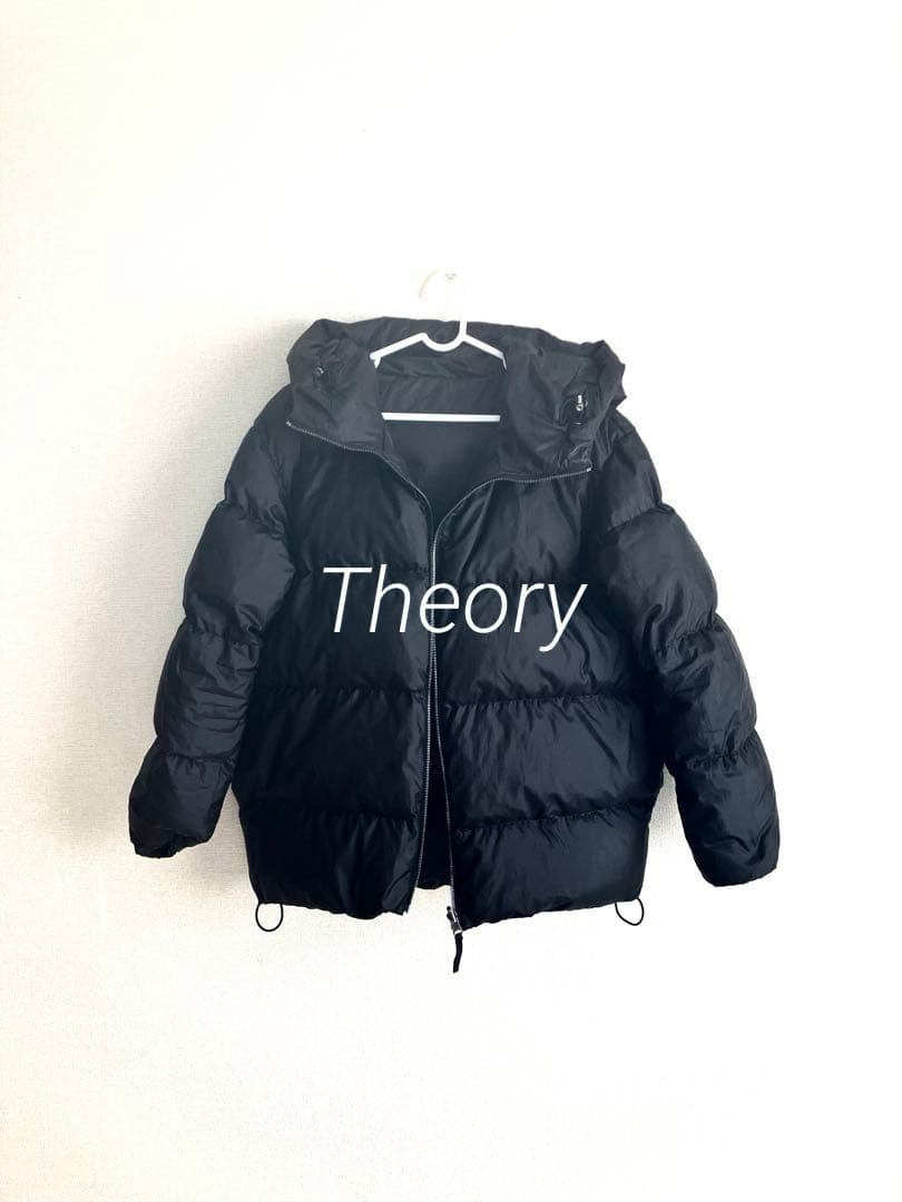 セオリー　リバーシブルダウンジャケット フードドローコード　ブラックM AOYAMA 【洋服の青山】リバーシブル フード付き ダウンジャケット
