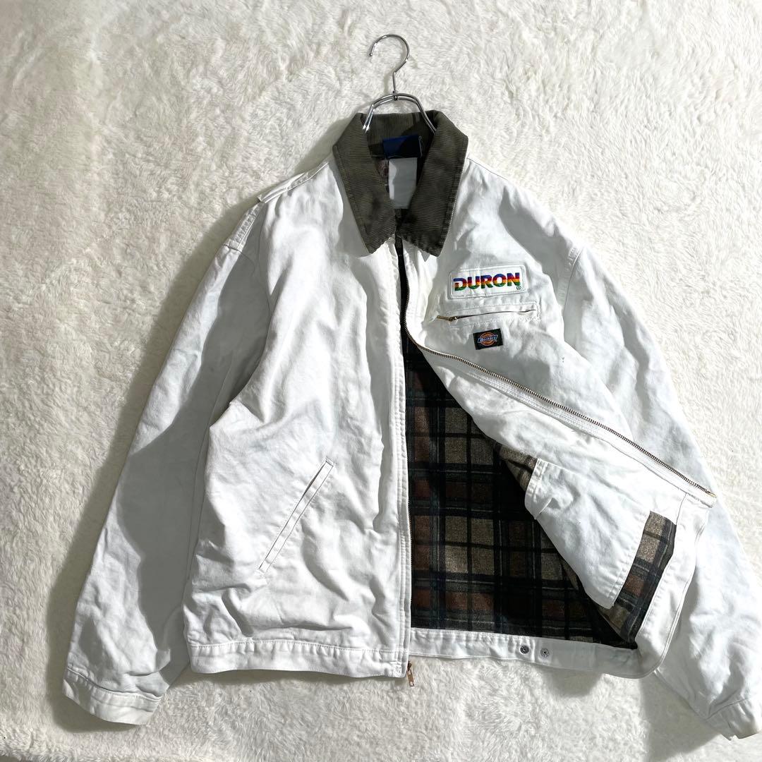 ディッキーズ　デトロイトジャケット　ダック地　ホワイト　ＤＵＲＯＮ　刺繍　ＸＬ