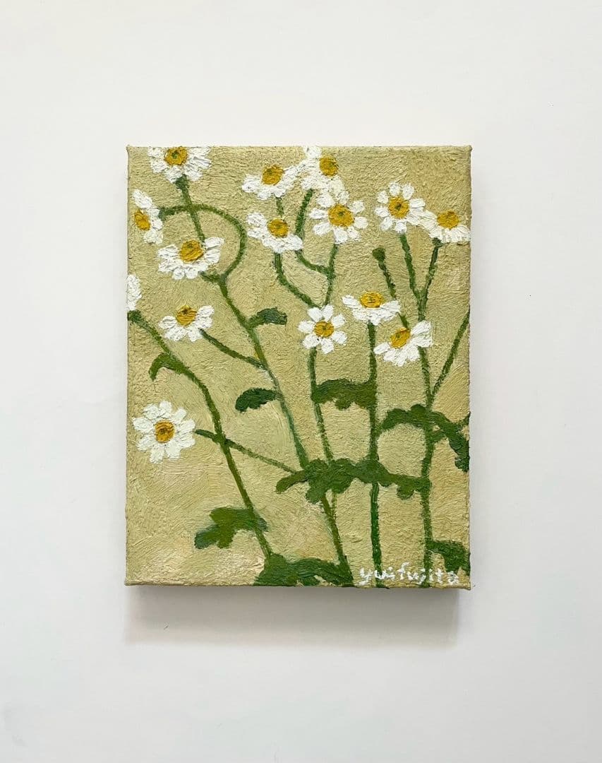油彩画　カモミール