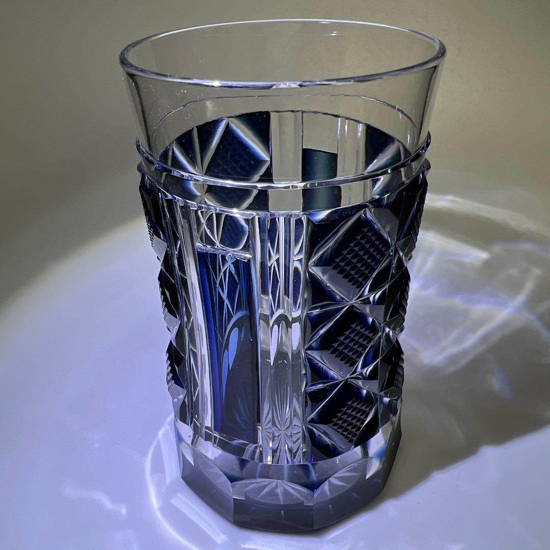 薩摩切子 島津磯斉 色被せ切子ガラス タンブラーA 共箱 東Y7-1204☆2F