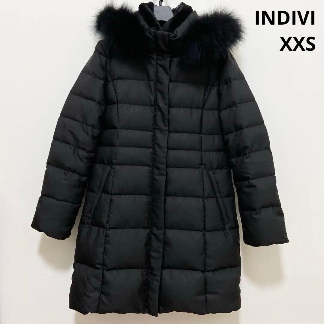 INDIVI ブラック ロングダウンジャケット　XXS セール】【名品／撥水／抗菌防臭】ロング リサイクルダウンコート