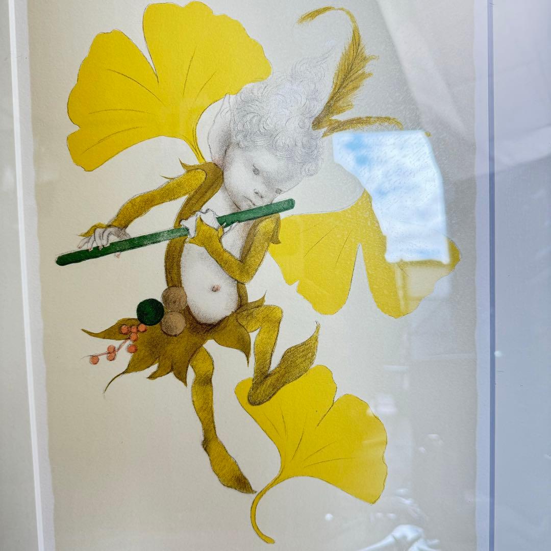 DA404 与勇輝 yuki ATAE絵画 絵 天使 キューピット 銀杏