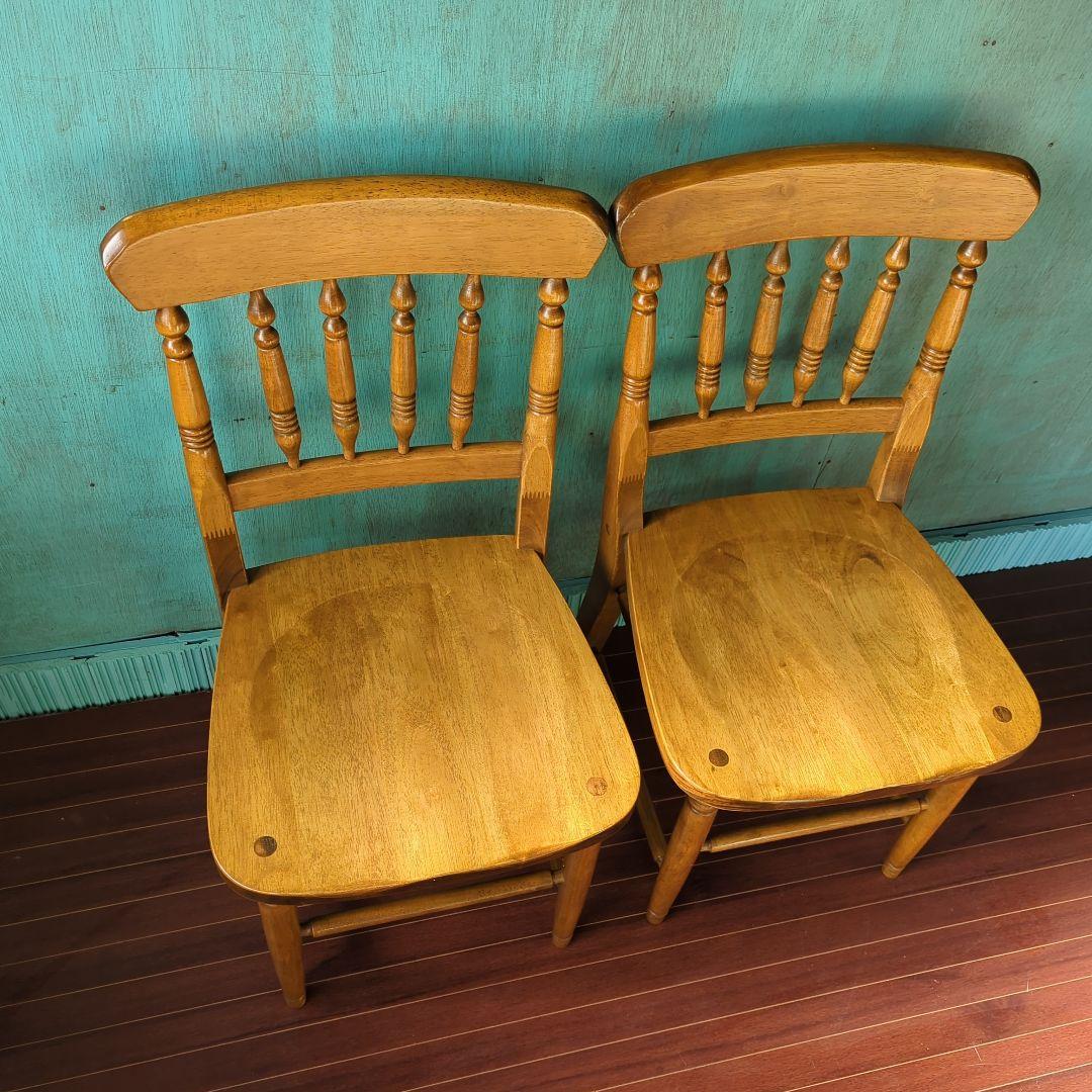 アンティーク ウィンザーチェア 2脚セット 木製 ダイニングチェア