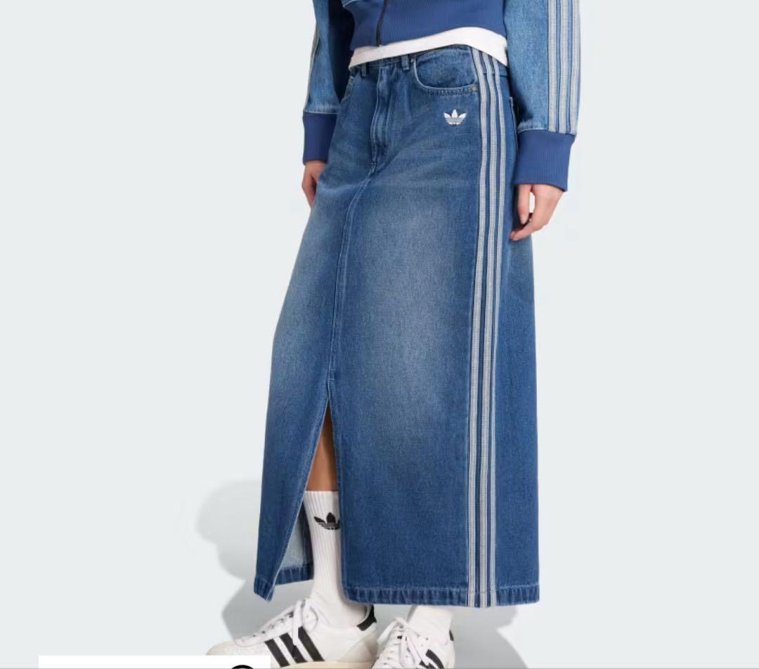 adidas デニムブルー ペンシルスカート　S 試着のみ