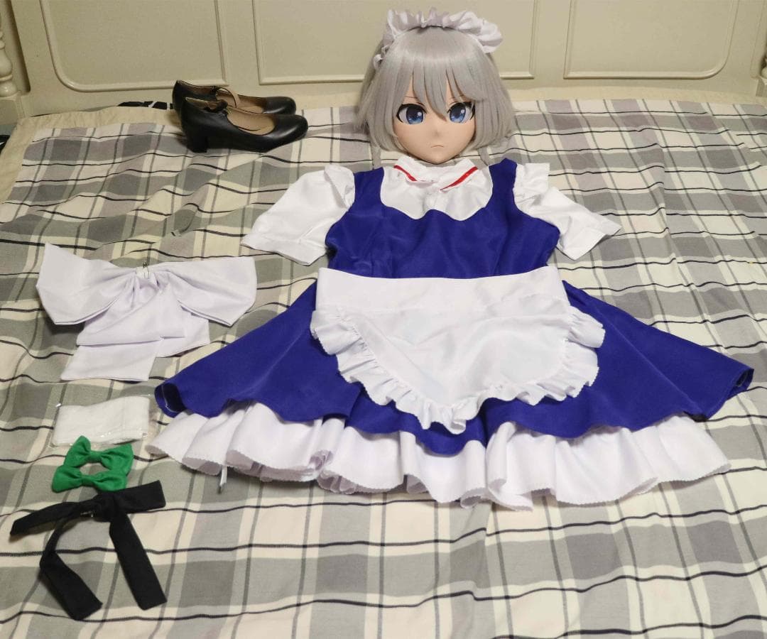 十六夜咲夜 全頭面 鍵付き 着ぐるみ マスク コスプレ コスチューム