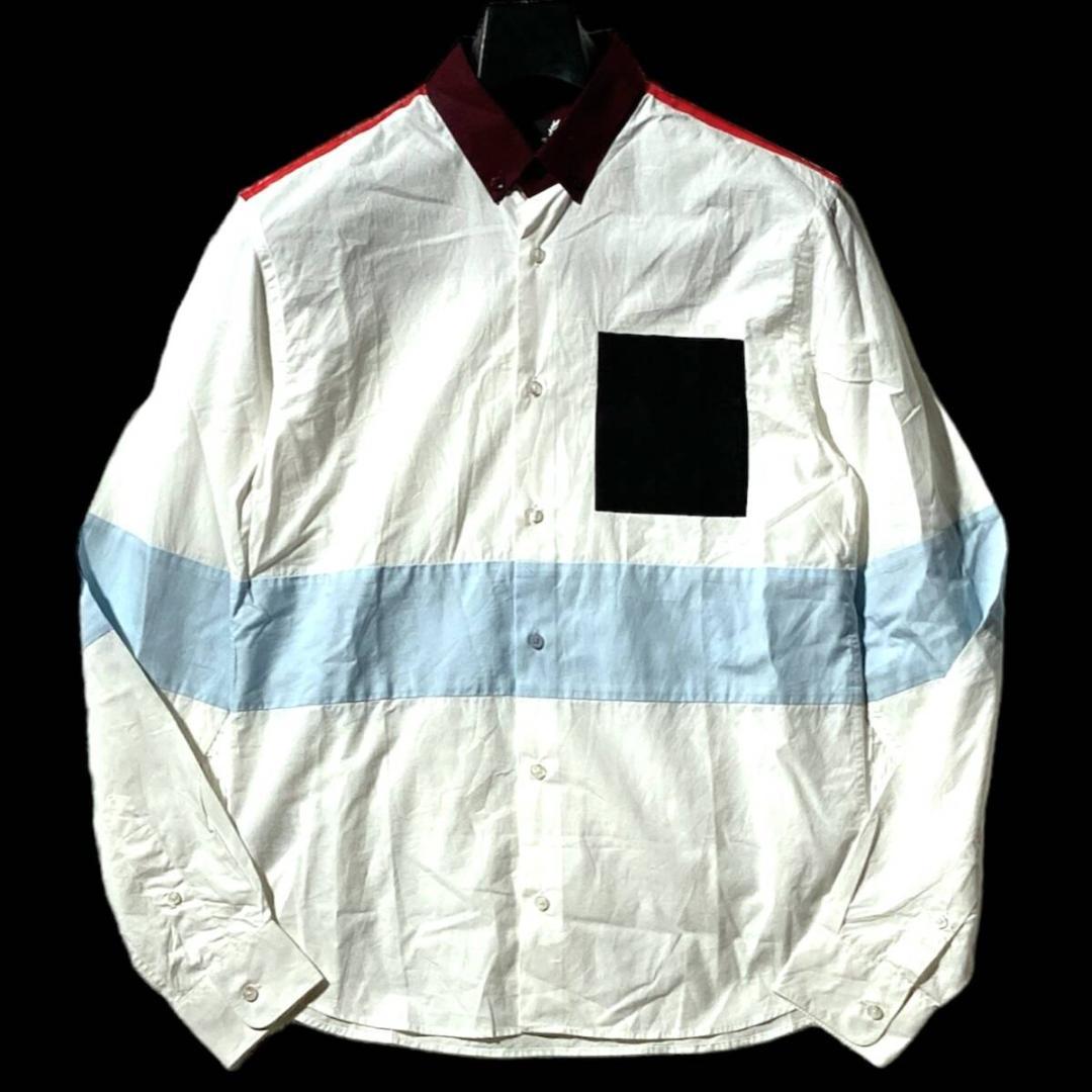 ラフシモンズ×フレッドペリー★激レア★パネル切替クレイジー 長袖BDシャツ 36