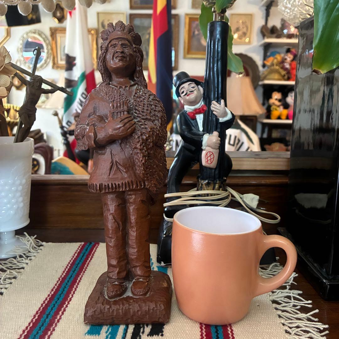 貴重！90's ネイティブアメリカン インディアン立像置物USA