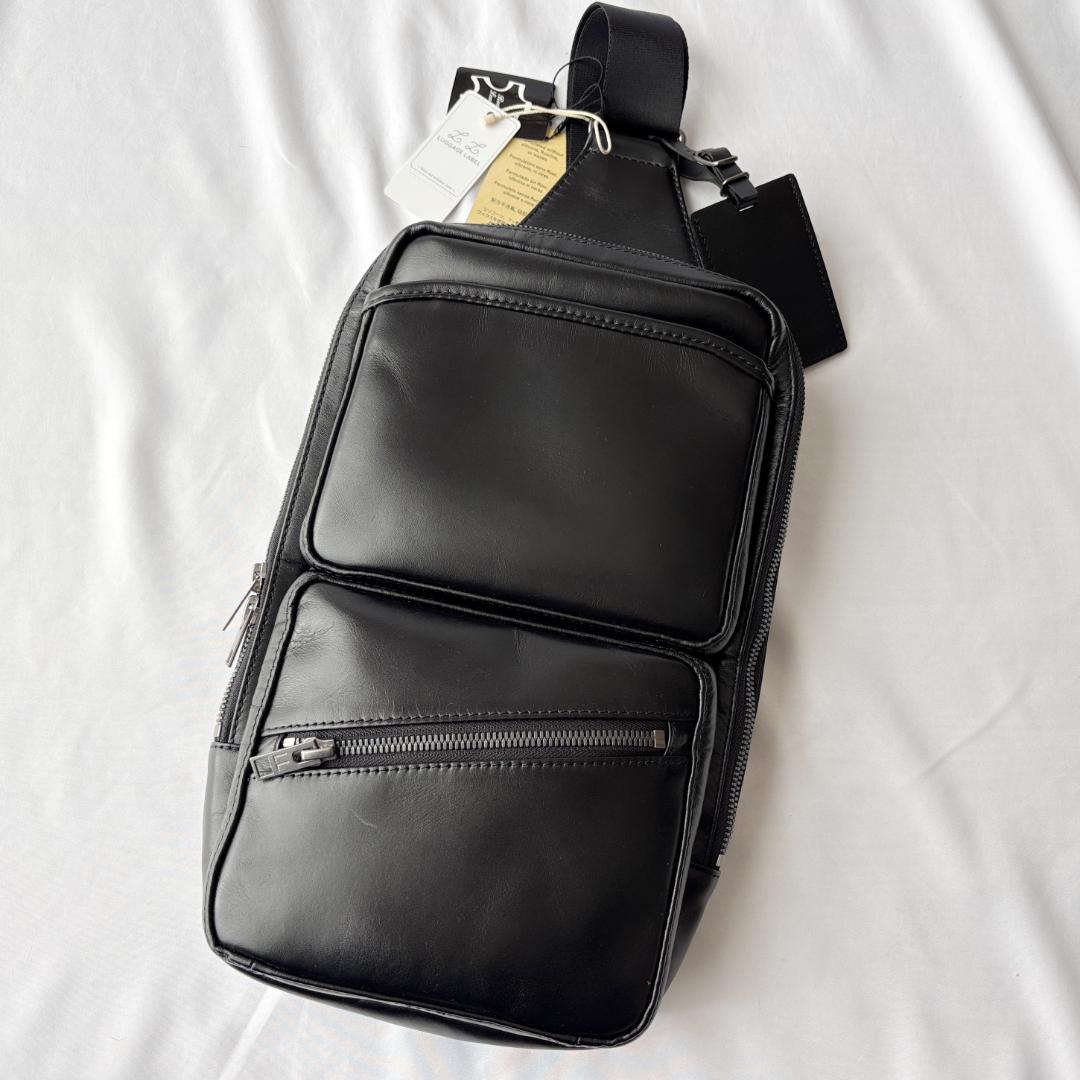 未使用 ラゲッジレーベル エレメント レザー ボディバッグ ショルダー ブラック
