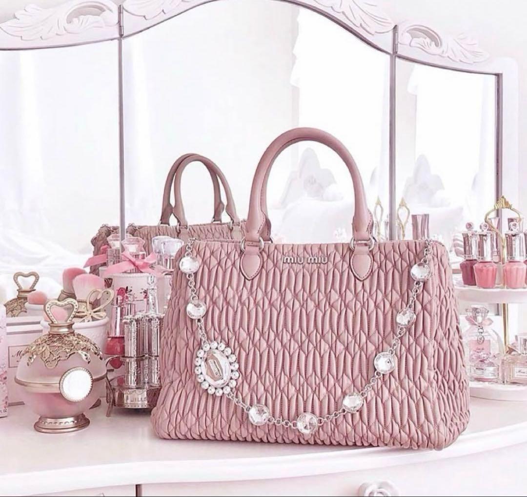 MIUMIU ミュウミュウ バッグ ピンク ナッパクリスタル - メルカリ