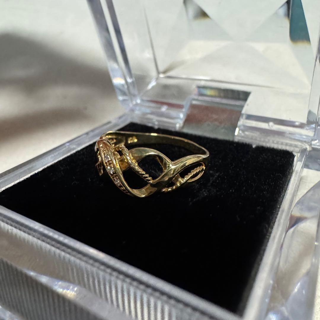 K18 リング イエローゴールド 18金 約11号 1.6g ダイヤモンド