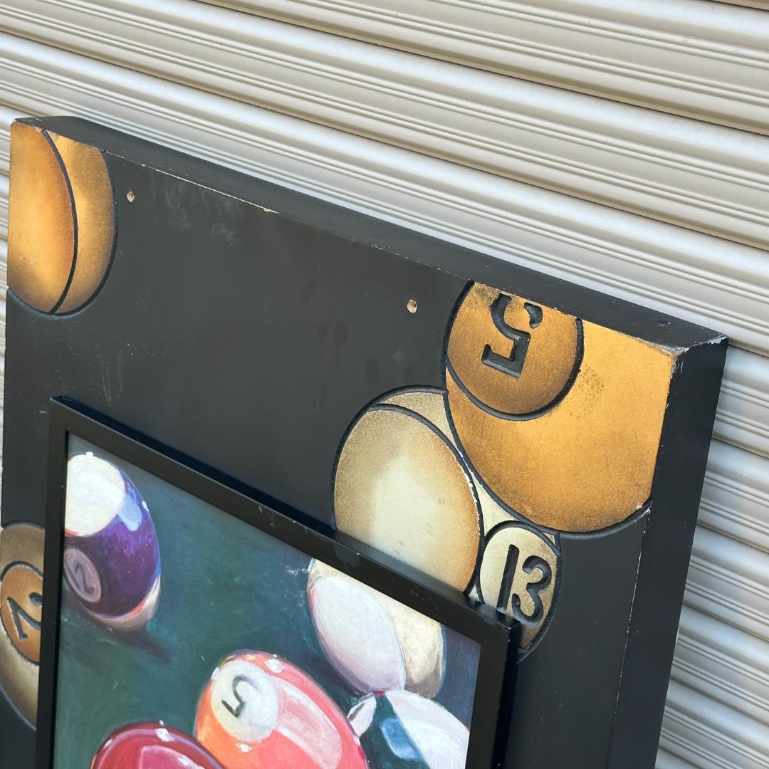 ビリヤード ボール デザイン 木製看板 アートパネル ガレージ バー